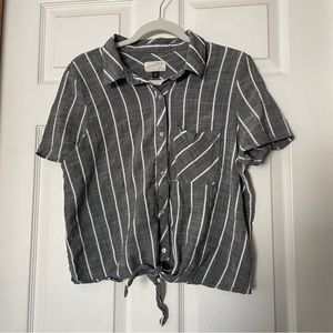 universal thread gray striped blouse